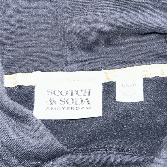 Scotch & Soda Embroidered Floral Sleeve Hoodie Black Pullover Sweatshirt Size L - Picture 7 of 8